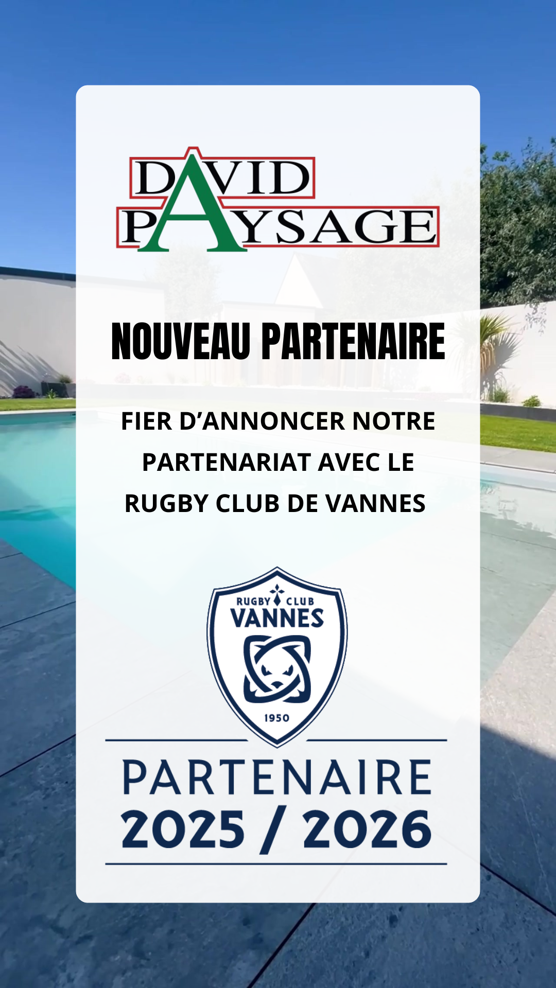 Affiche partenaire david paysage avec le rugby club de vannes