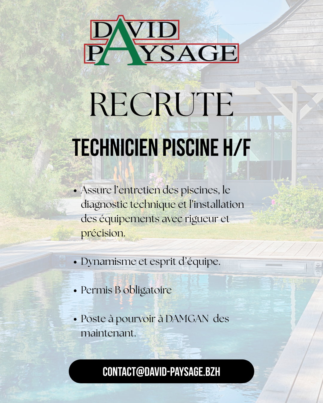 Recrutement technicien pisciniste